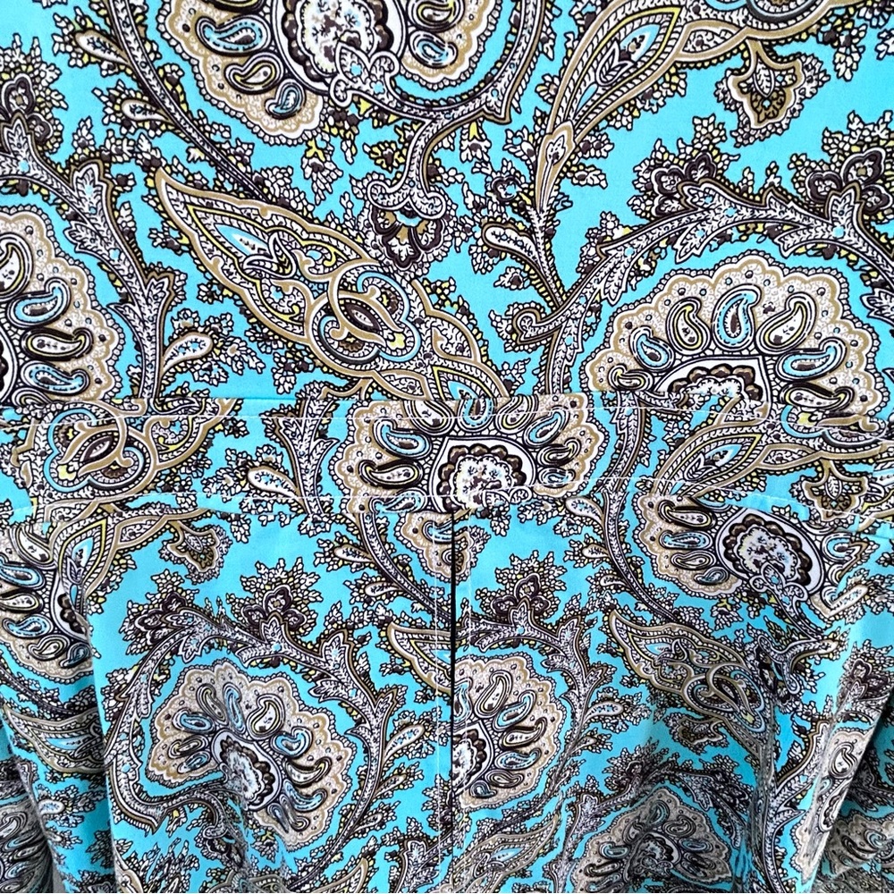 Etcetera Long Jacket Women’s Sz 8 Turquoise Brown Front Button EUC - Picture 9 of 10